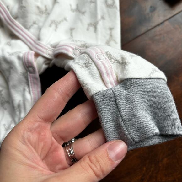 Mud Pie Girls 0-3 Month Romper Outfit Sleeper Pink Giraffes - Picture 5 of 6